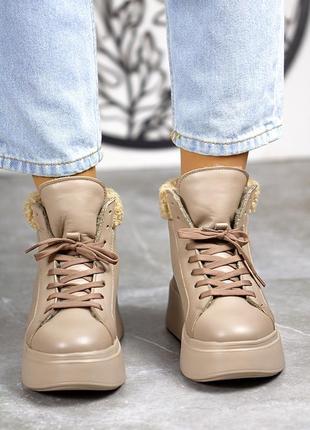 Женские кожаные ботинки спортивного стиля зимние мокко teddy-2 37р4 фото