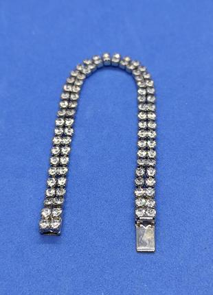 Браслет металевий зі скляними стразами - аксесуар прикраса - 244 - 10,37грм - 18см