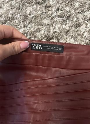 Шкіряні штани zara цегляного кольору