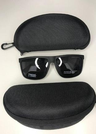 Мужские солнцезащитные очки porsche полароид polarized водительские черные квадратные крупные с поляризацией6 фото