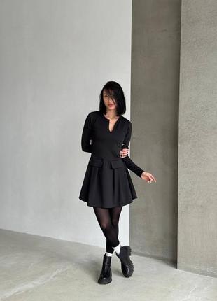 Черное мини платье с пышной юбкой2 фото