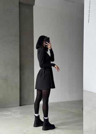 Черное мини платье с пышной юбкой6 фото