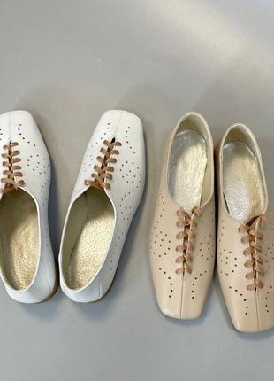 Эксклюзивные туфли балетки из натуральной итальянской кожи и замши женские на шнурках2 фото