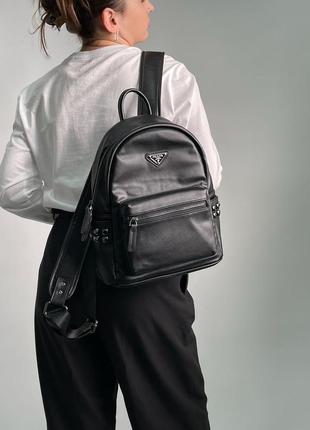 Женский рюкзак prada saffiano leather bag black