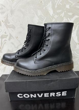 Ботинки полуботинки натуральная кожа как dr martens на шнуровке стильные модные классные1 фото