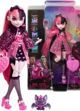 Лялька монстер хай дракулаура з улюбленцем monster high school is back draculaura doll with pet 2022 mattel1 фото