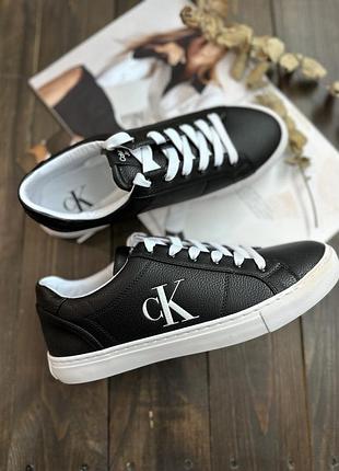 Кеди calvin klein jeans чорні шкіряні