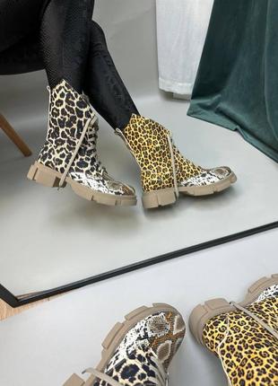Эксклюзивные ботинки из итальянской кожи и замши женские леопардовые2 фото
