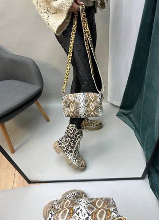 Эксклюзивные ботинки из итальянской кожи и замши женские леопардовые9 фото