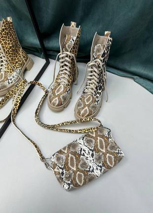 Эксклюзивные ботинки из итальянской кожи и замши женские леопардовые4 фото