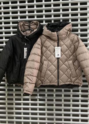 Жіноча весняна стьобана двохстороння куртка,женская короткая стёганая двухстороняя...