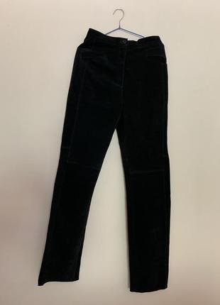 Чёрные замшевые брюки высокая талия винтаж1 фото
