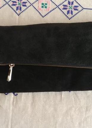 Черная замшевая сумка клатч натуральная кожа, германия esmara7 фото