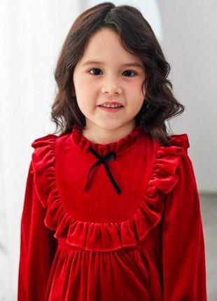 Бархатное платье красного цвета4 фото