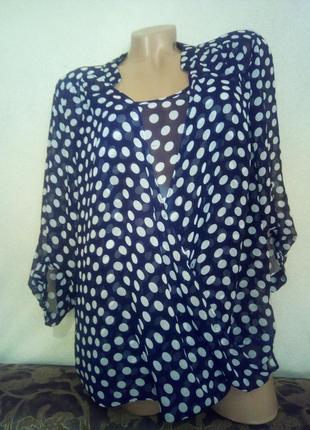 Шикарная блуза в горох 48/50 р