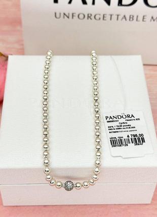 Срібне кольє намисто підвіска ланцюжок цепочка срібло пандора pandora silver s925 ale з біркою і пломбою 925 проба нове бісер та паве pave