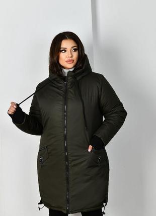 Куртка миди длинная на силиконе на молнии с капюшоном оверсайз курточка черная синяя хаки графитовая демисезонная трендовая стильная7 фото
