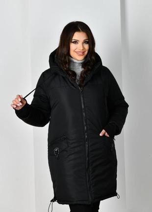 Куртка миди длинная на силиконе на молнии с капюшоном оверсайз курточка черная синяя хаки графитовая демисезонная трендовая стильная5 фото