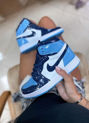 Ботинки nike jordan  1 retro high patent blue черевики1 фото