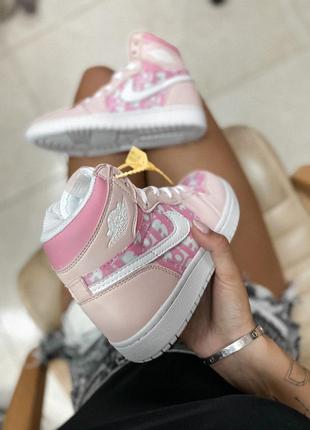 Ботинки nike jordan x dior  1 retro high patent pink  черевики кроссовки2 фото
