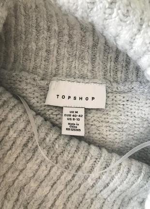 Платье-свитер topshop серое вязаное платье с высокой горловиной светло-серое теплое зимнее платье5 фото