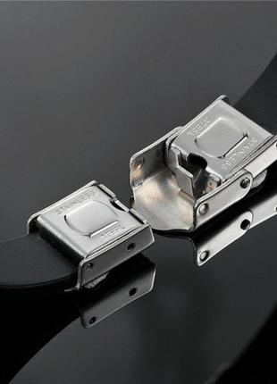 Мужской кожаный браслет классический со стальными вставками черный3 фото