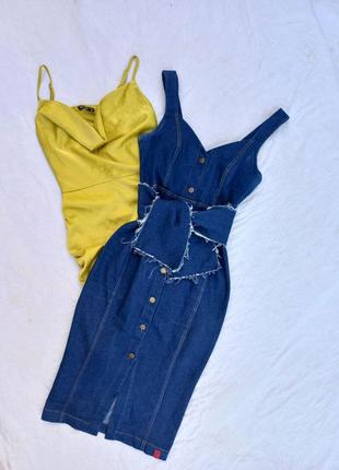 Платье сарафан джинсовый миди с поясом андре тан1 фото