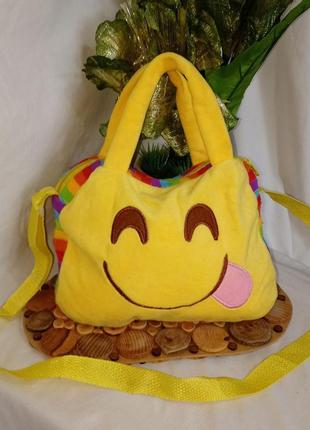 Детская текстильная плюшевая сумочка смайлик+подарок