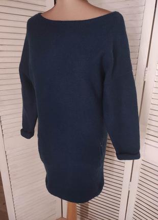 Плаття з ангорою/ светр кольору морської хвилі1 фото