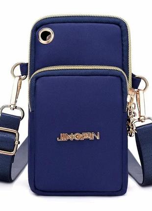Универсальная сумка-чехол для телефона jingpin синяя1 фото