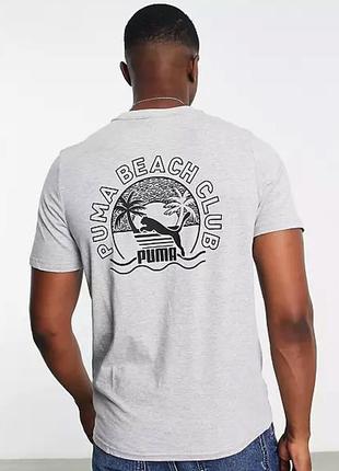 Puma graphic tee light gray heather beach club 539608 04 чоловіча футболка майка оригінал сіра