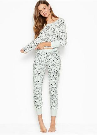 Пижама victoria's secret thermal long pj set blue starry sky