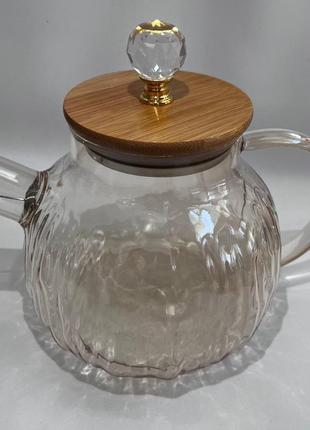 Чайник заварювальний  snt yantar1 із бамбуковою кришкою 1л7 фото