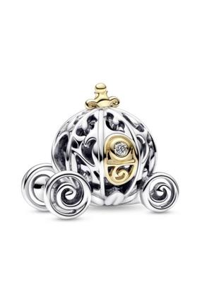 Серебряная бусина шарм подвеска подвеса бусина серебро пандора pandora silver s925 925 проба ale с биркой и пломбой клипса шарм-клипса заколдована карета