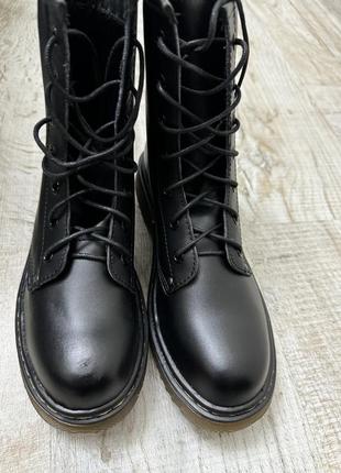 Ботинки полуботинки натуральная кожа как dr martens на шнуровке стильные модные классные5 фото