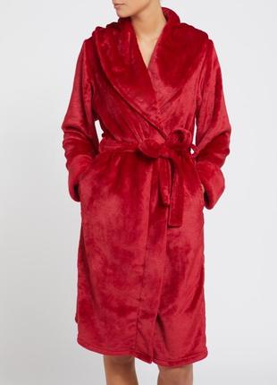 Теплий яскравий червоний домашній халат, махровий халат6 фото