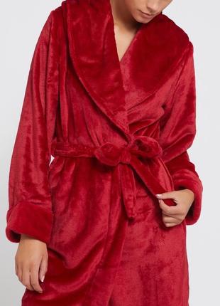 Теплий яскравий червоний домашній халат, махровий халат3 фото