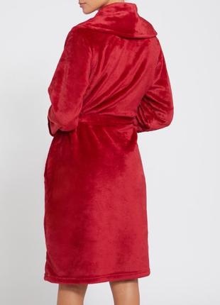 Теплий яскравий червоний домашній халат, махровий халат4 фото