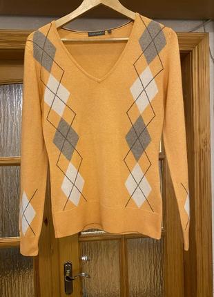 Женский пуловер шелк с кашемиром с ромбами. sandra pabst