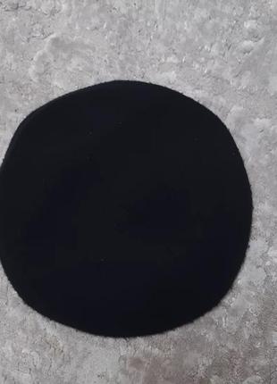 Зимний черный женский берет двойной, черная женская шапка