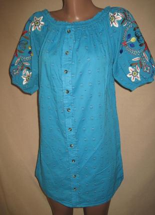 Натуральное платье с вышивкойtu р-р8