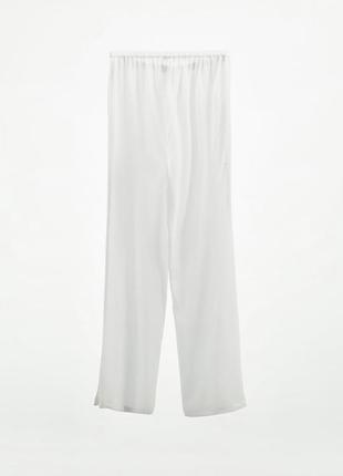 Білі брюки з натурального шовку zara білі брюки палацо зі 100% шовку5 фото