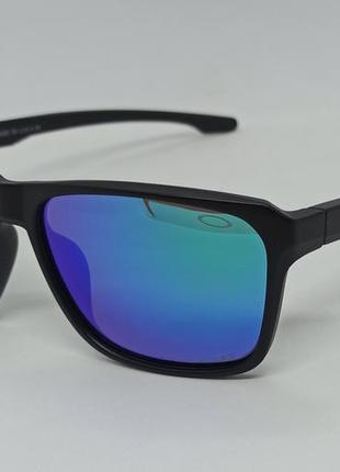 Очки в стиле oakley мужские солнцезащитные сине. зеленые зеркальные поляризованные в черной матовой оправе1 фото