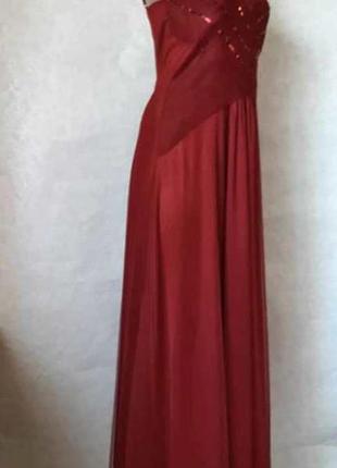 Фирменное bodyflirt платье в пол с фатином и паетками (марсал/бордо), размер хс-с3 фото
