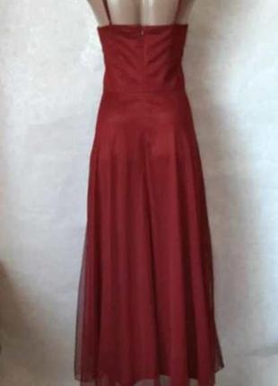 Фирменное bodyflirt платье в пол с фатином и паетками (марсал/бордо), размер хс-с2 фото