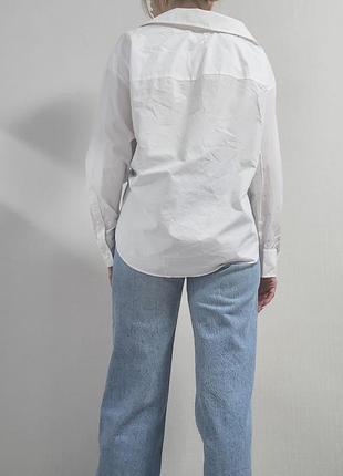 Белая модельная рубашка zara коттон5 фото
