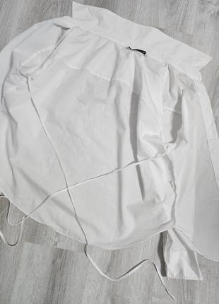 Белая модельная рубашка zara коттон8 фото