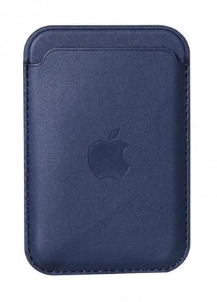 Iphone leather wallet with magsafe — midnight blue