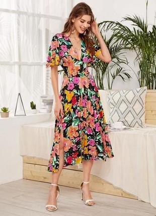 Распродажа платье topshop миди натуральное asos многоцветное2 фото