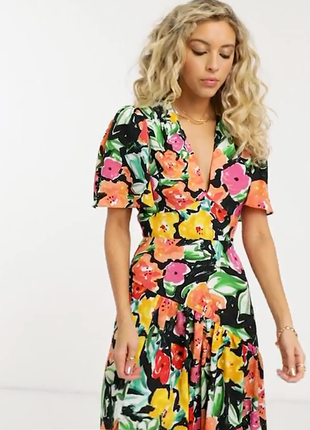 Распродажа платье topshop миди натуральное asos многоцветное9 фото